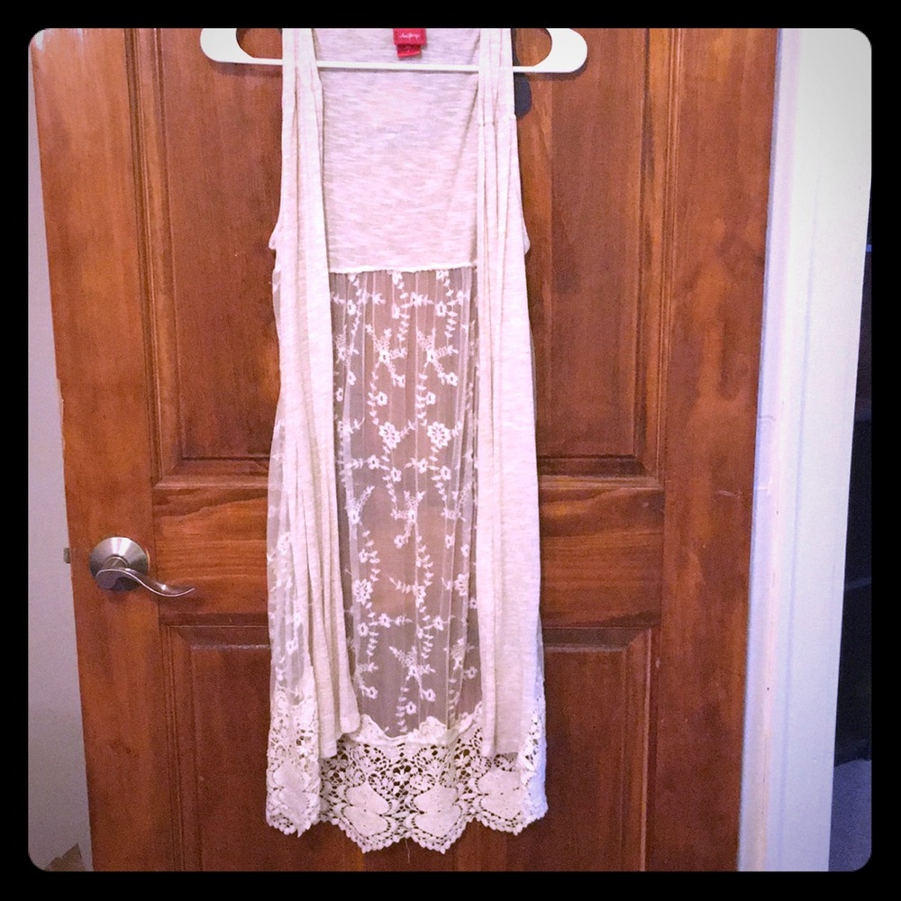 Long cream colored cardigan